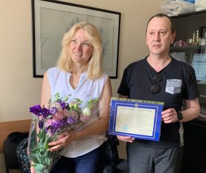 Presentation of Bachelor's Diplomas in the field of knowledge "Humanities" in the specialty "Philology, specialization "Germanic languages and literatures (translation inclusive), the first - English" to the staff of Assoc. Prof. Igor SENYUK and Assoc. Oksana TKACHENKO