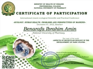 On December 01, 2022, members of the Student Scientific Society of the Department took part in the International Distance Ecological Scientific and Practical Conference "ECOLOGY. HUMAN HEALTH. PROBLEMS AND PROSPECTS OF MANKIND"