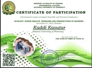 On December 01, 2022, members of the Student Scientific Society of the Department took part in the International Distance Ecological Scientific and Practical Conference "ECOLOGY. HUMAN HEALTH. PROBLEMS AND PROSPECTS OF MANKIND"